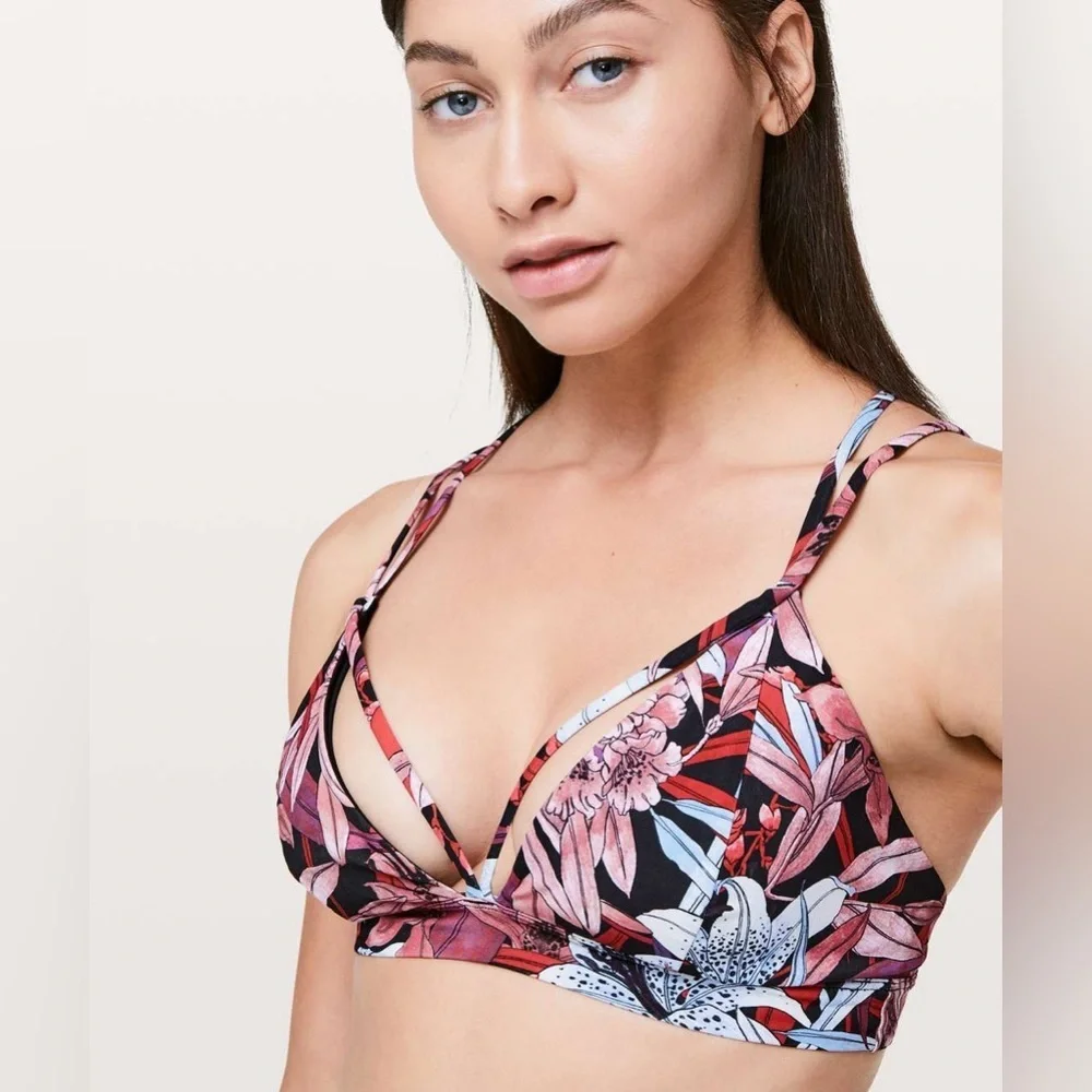 Lululemon Pushing Limits Swim Top Lush Lillies Multi
